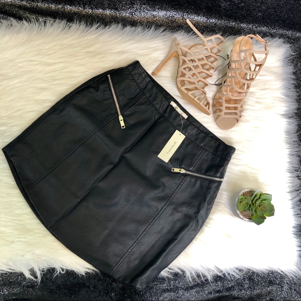 Leather mini skirt